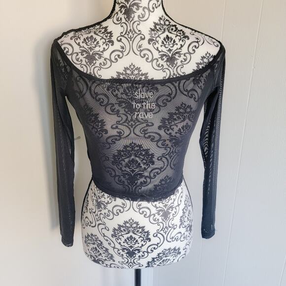 Venomiss OS Slave To The Rave Long Sleeve Mesh Crop Top - Picture 1 of 3